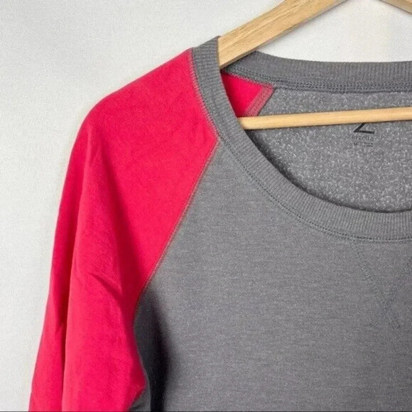 Zella Gray & Pink Baseball Sleeve Pullover Athletic Sweatshirt M - Picture 3 of 5